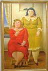 Fernando Botero Canvas Paintings - Two Sisters